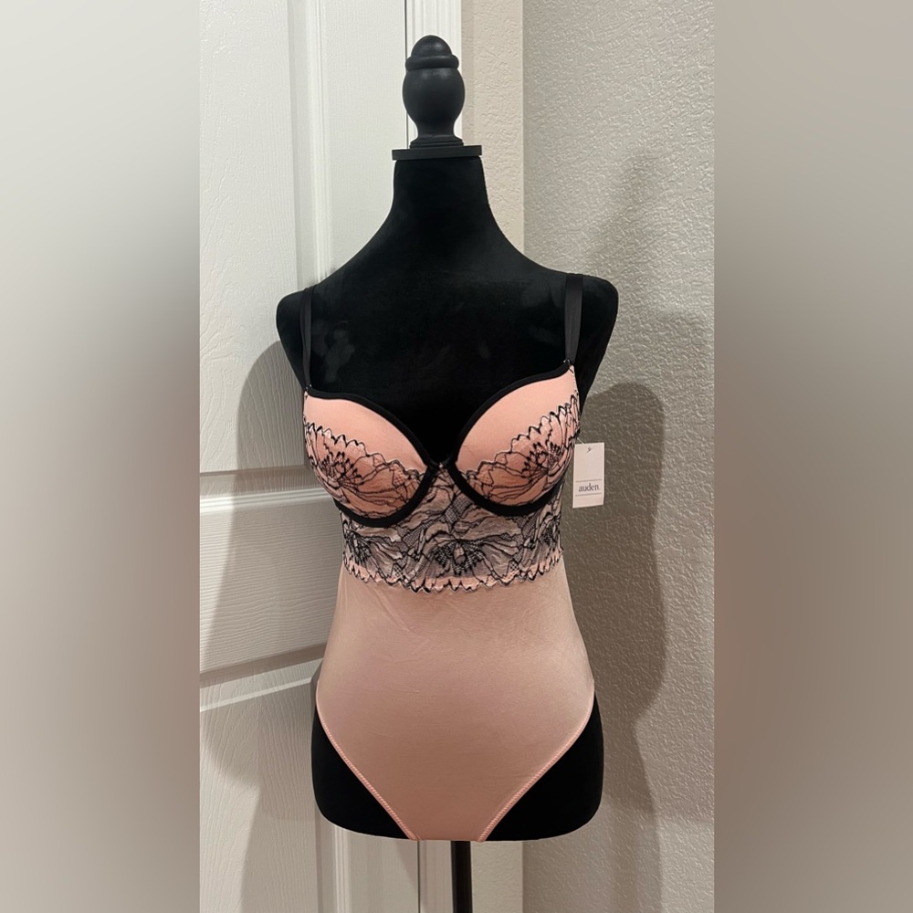 AUDEN Women's Push-Up Bodysuit -Rose Pink Size Small Made In Indonesia